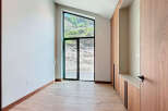 Discover a modern interior with a unique window design.