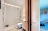 Step into a modern bathroom oasis.