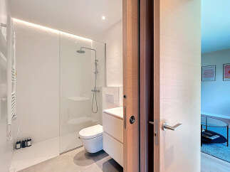 Step into a modern bathroom oasis.