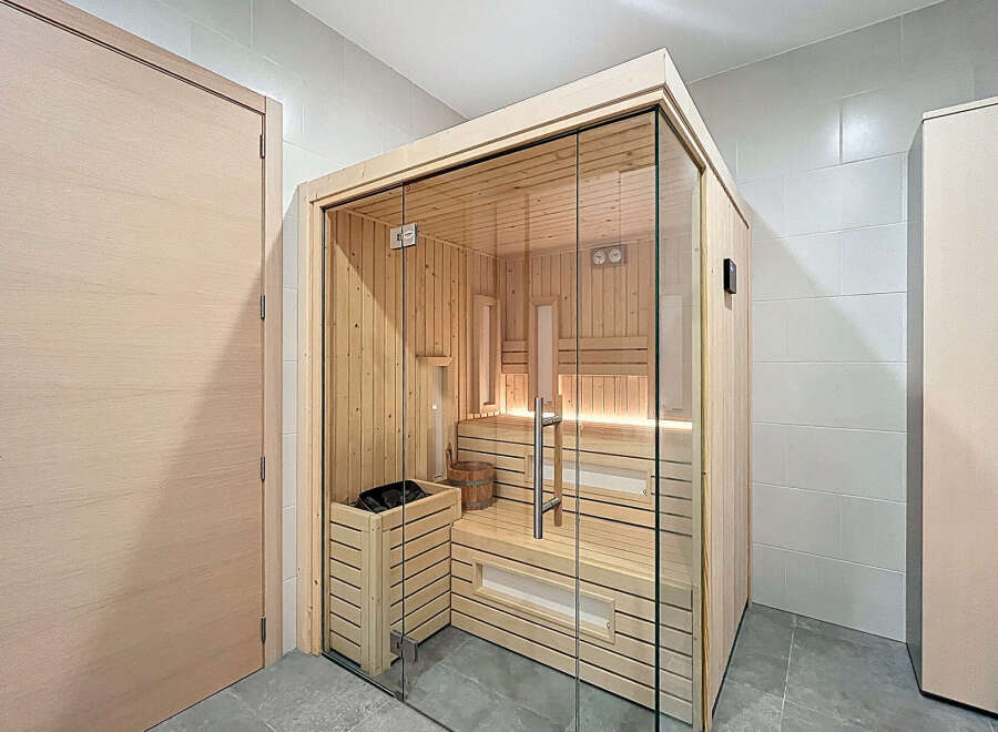 Relax and rejuvenate in this luxurious sauna.