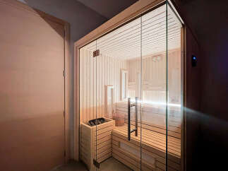Step into relaxation with this stunning sauna.