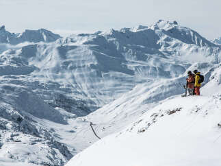 Explore the breathtaking beauty of the snow-covered mountains.
