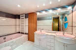 Discover a luxurious bathroom with a spa-like ambiance.