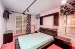Discover a stylish bedroom with a unique design.