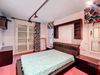 Discover a stylish bedroom with a unique design.