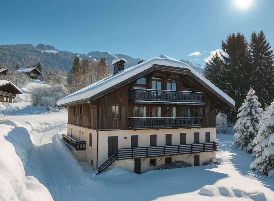 Experience the charm of this stunning chalet nestled in a winter wonderland.