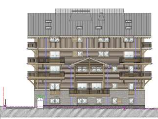 Discover a beautifully designed multi-story building, possibly a condo or apartment complex, featuring rustic wooden exteriors and charming balconies.