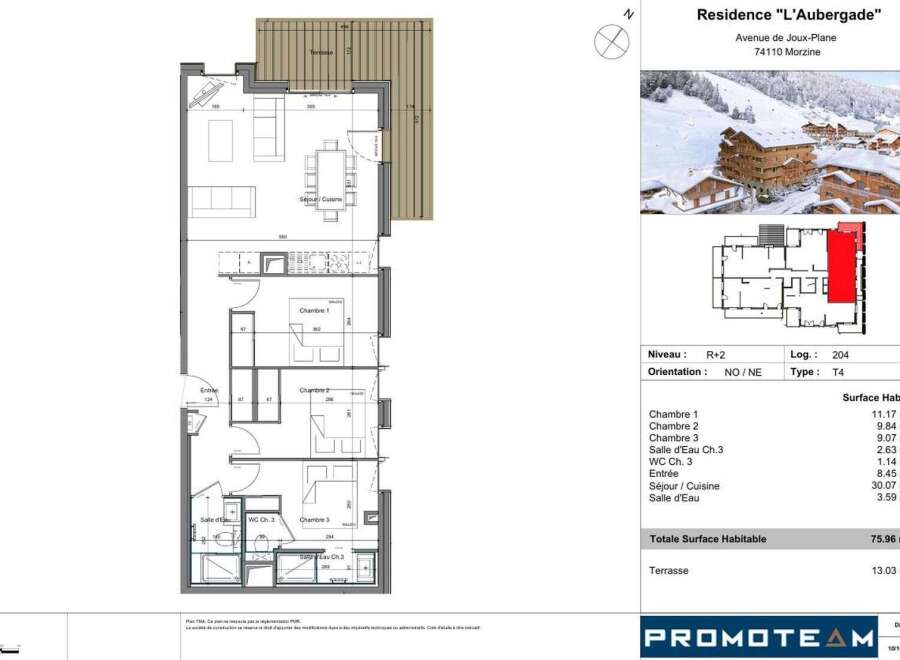 Discover this T4 apartment in Residence L'Aubergade, Morzine, offering 75.