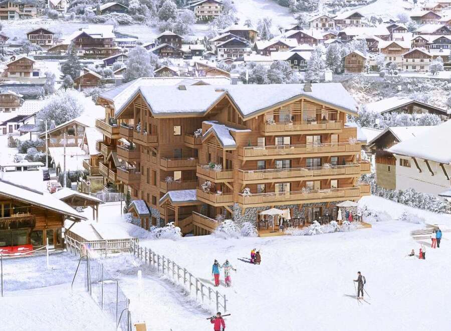 Luxury ski chalet offering stunning mountain views and ski-in/ski-out access.