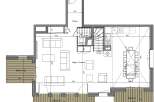 This floor plan showcases a modern home design with multiple balconies, offering ample outdoor living space.