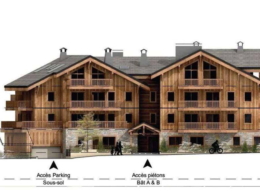 Discover this stunning chalet-style property with multiple levels, including access to parking and pedestrian walkways.