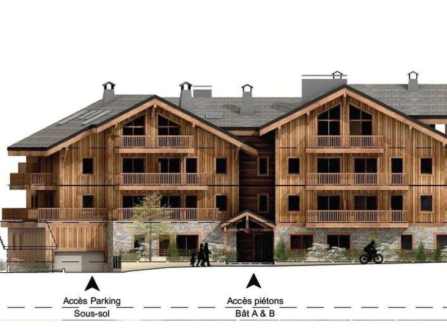 Discover this stunning chalet-style property with multiple levels, including access to parking and pedestrian walkways.