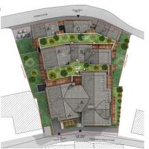 This property offers a unique blend of modern living and natural beauty, featuring vegetated rooftop terraces.