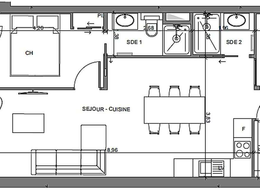 This floor plan showcases a well-designed apartment featuring a spacious balcony perfect for outdoor relaxation.