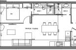 This floor plan showcases a well-designed apartment featuring a spacious balcony perfect for outdoor relaxation.