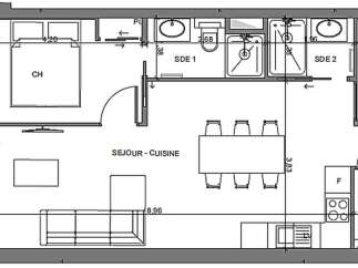 This floor plan showcases a well-designed apartment featuring a spacious balcony perfect for outdoor relaxation.