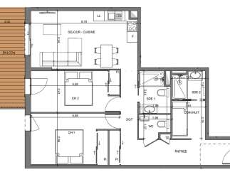 This floor plan showcases a well-designed apartment with a balcony, perfect for enjoying outdoor space.