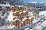 Discover luxury living in these stunning ski chalets nestled in a picturesque snowy landscape.