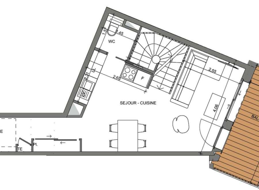 This floor plan showcases a compact yet functional living space.