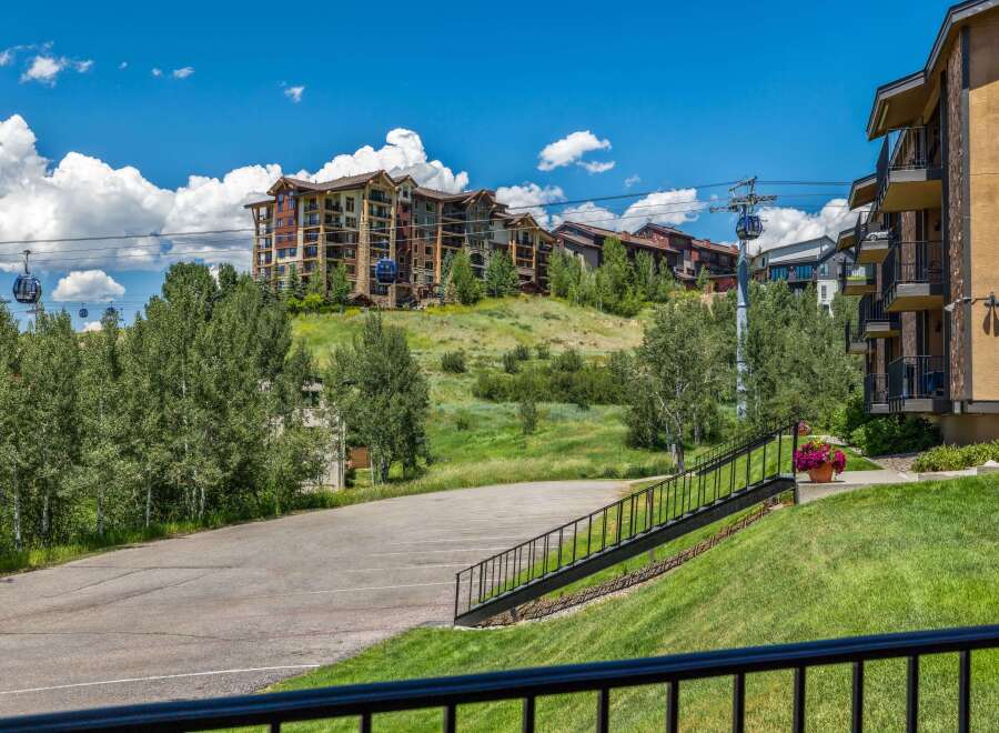 Luxury condo with ski lift access in a mountain resort.