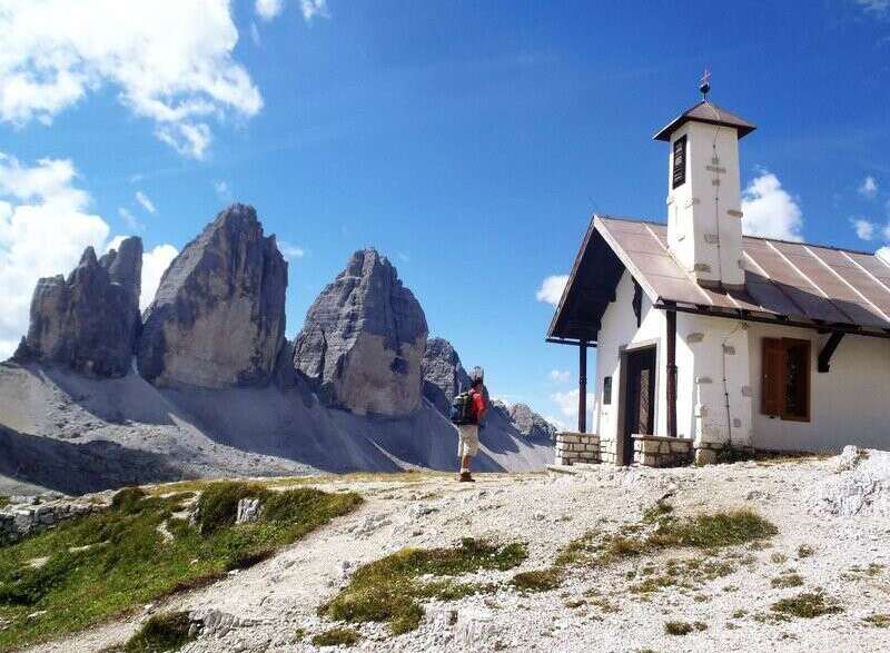 This picturesque chapel offers a serene escape amidst the stunning Tre Cime di Lavaredo mountains.