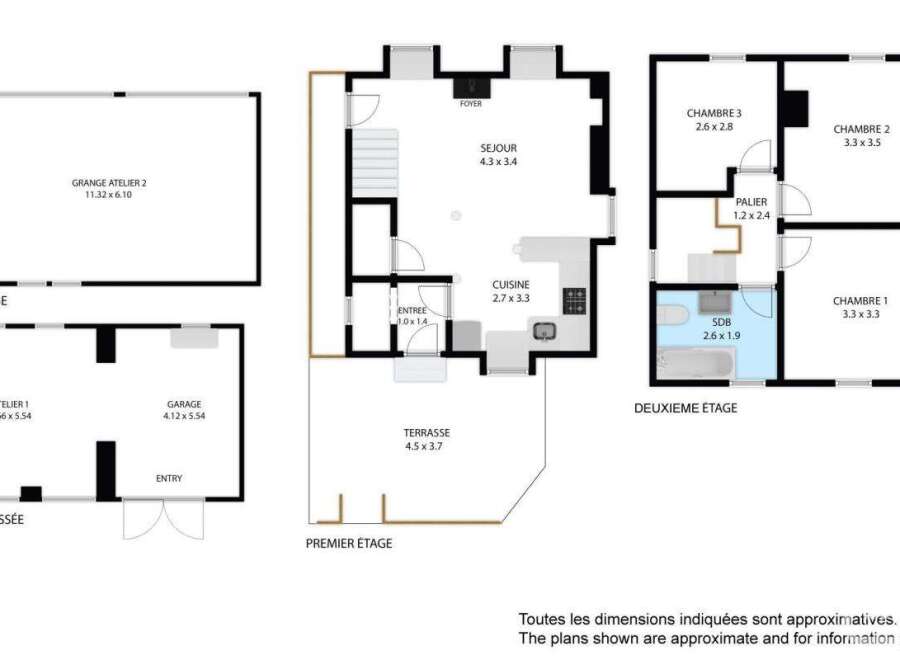 This floor plan showcases a spacious property with multiple levels, including a ground floor, first floor, and second floor.