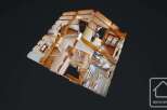 This 3D floor plan showcases a property with multiple bedrooms, a balcony, a landing (palier), and a bathroom (SDB).