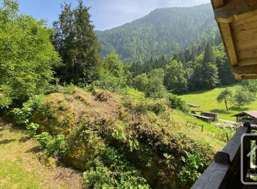 This property offers stunning views of the lush green landscape, including rolling hills and a vibrant forest.
