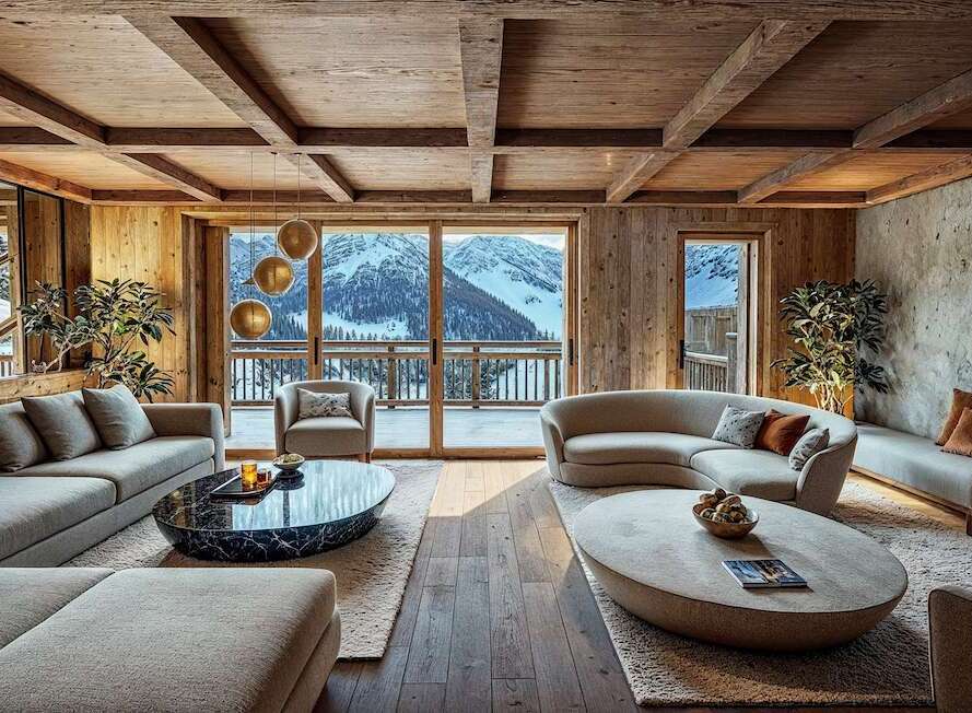 Experience luxury in this stunning ski chalet with breathtaking mountain views.