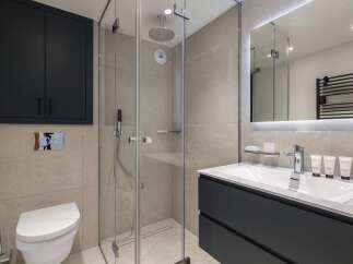 Step into modern luxury with this stunning bathroom.