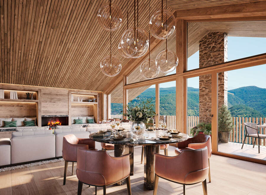 Discover this stunning chalet with its modern design and natural materials.