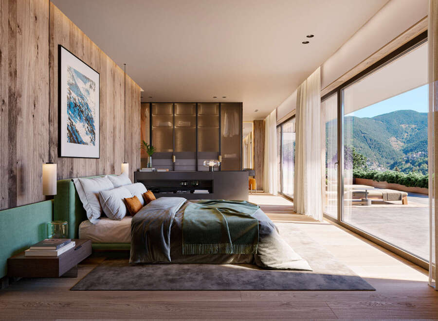 Discover a luxurious bedroom designed for ultimate relaxation and style.