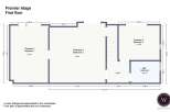 This floor plan showcases a well-designed first floor with three bedrooms and a bathroom.