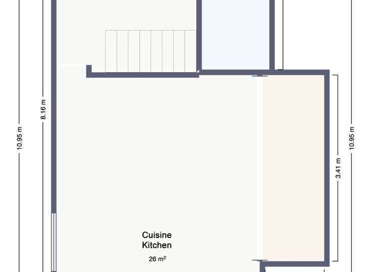 This ground floor plan showcases a well-distributed layout, featuring a 26 m² kitchen and an 11 m² reception area perfect for modern living.