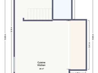 This ground floor plan showcases a well-distributed layout, featuring a 26 m² kitchen and an 11 m² reception area perfect for modern living.