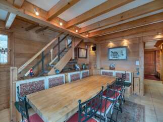 Step into rustic elegance with this charming dining area.