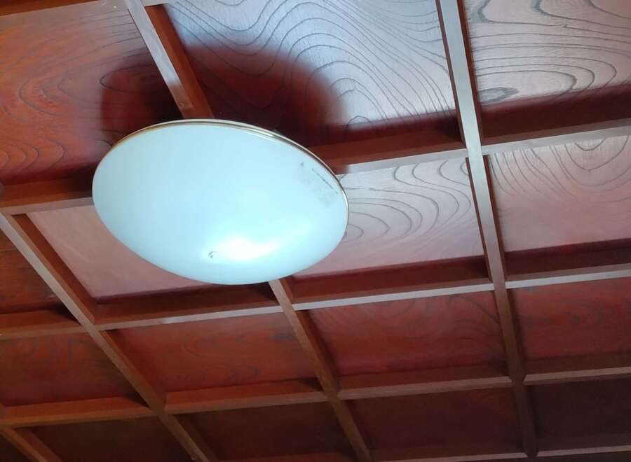 This image showcases a beautifully crafted ceiling, likely in a home or property.