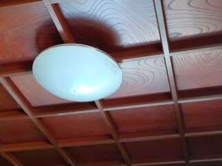 This image showcases a beautifully crafted ceiling, likely in a home or property.