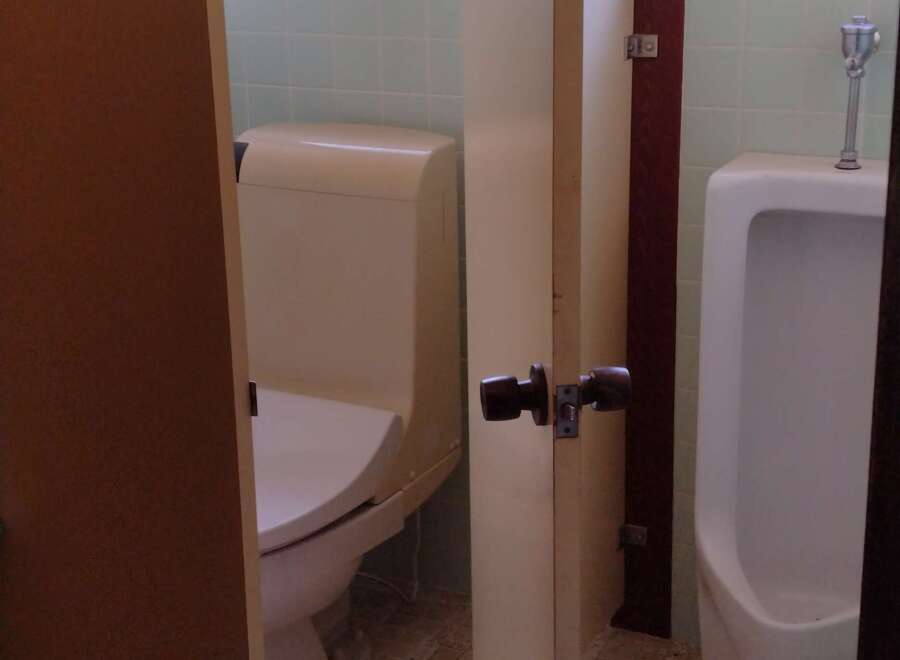 Step into a clean and well-maintained public restroom.