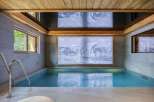 Indulge in luxury with this stunning indoor pool, featuring a serene ambiance and captivating artwork.