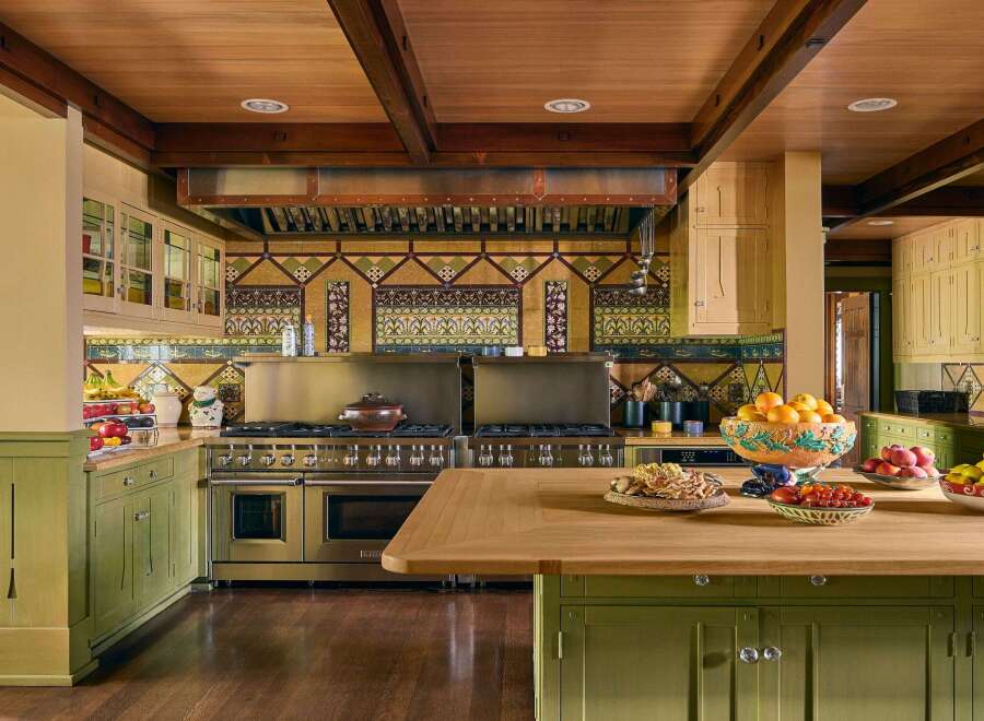 This stunning kitchen boasts a unique blend of classic and modern design elements.