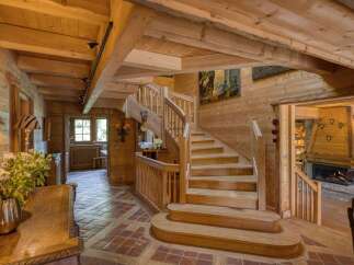 Step into rustic elegance with this stunning wooden interior.