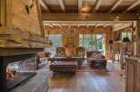 Step into rustic luxury with this stunning chalet-style living room.