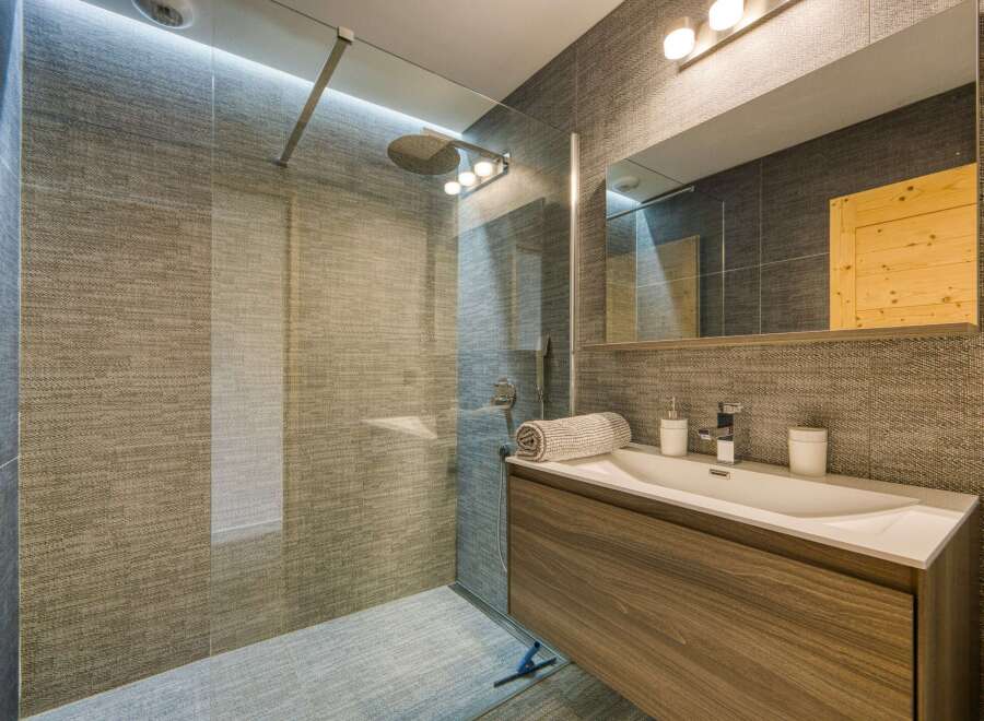 Step into a modern bathroom oasis.