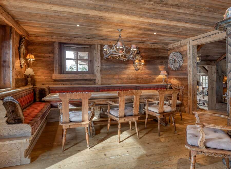 Step into rustic elegance with this stunning dining room.
