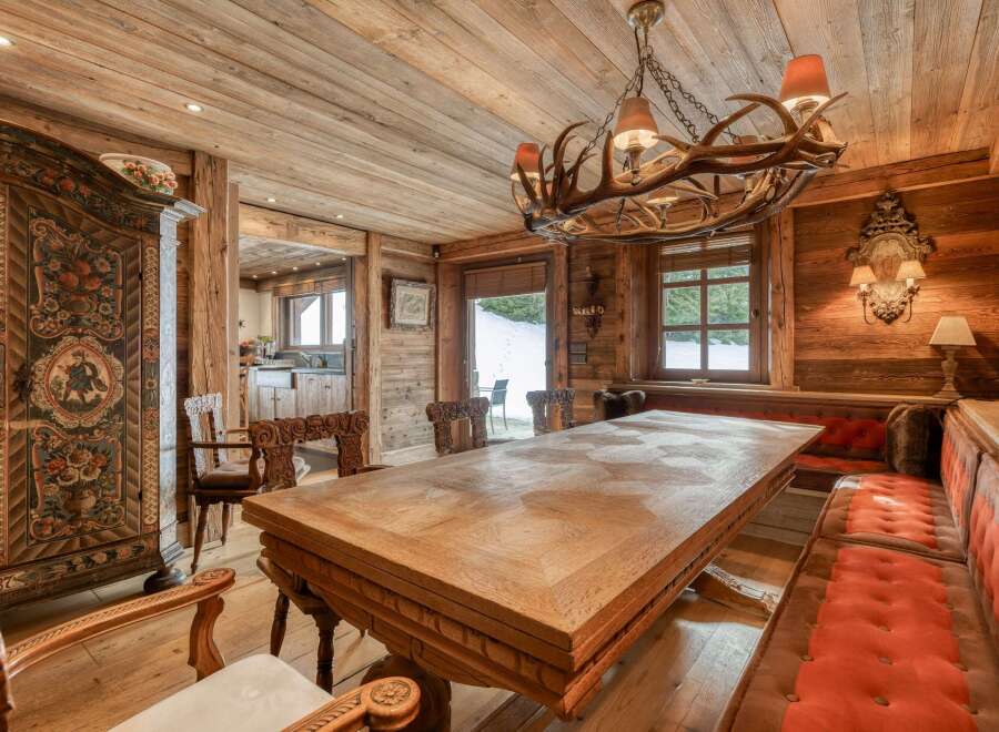 Step into rustic elegance with this stunning dining room.