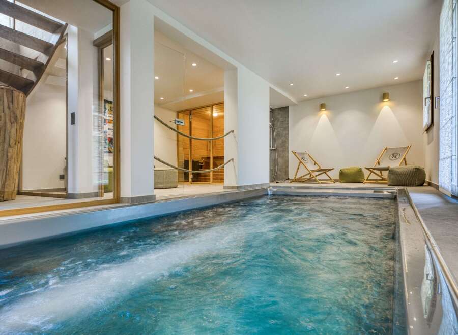 Indulge in luxury with this stunning indoor spa, perfect for relaxation and rejuvenation.