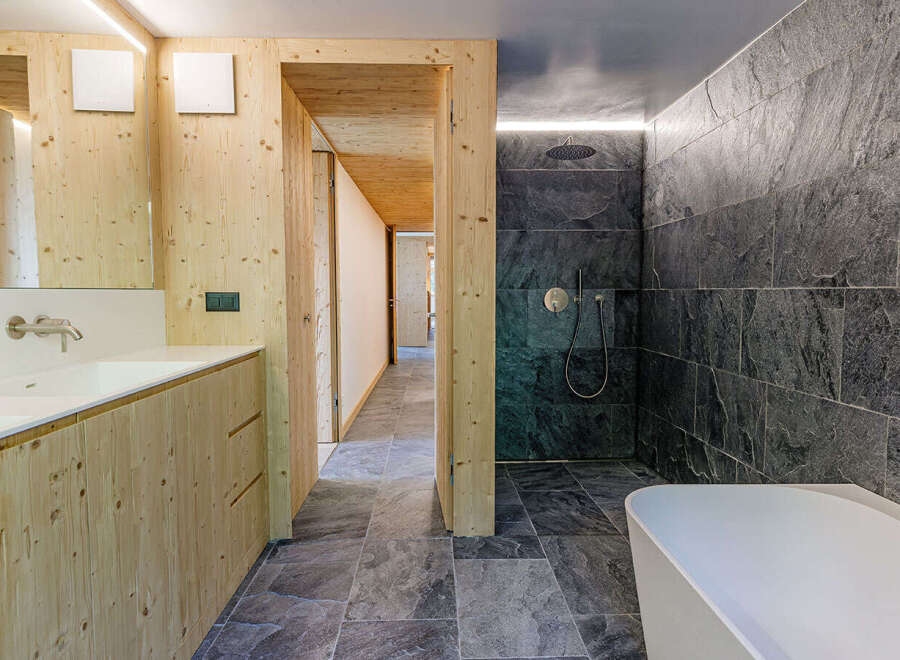 Step into a modern bathroom oasis.