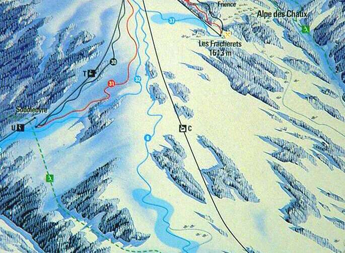 Explore the stunning ski slopes of Les Chaux, offering breathtaking views and thrilling descents.