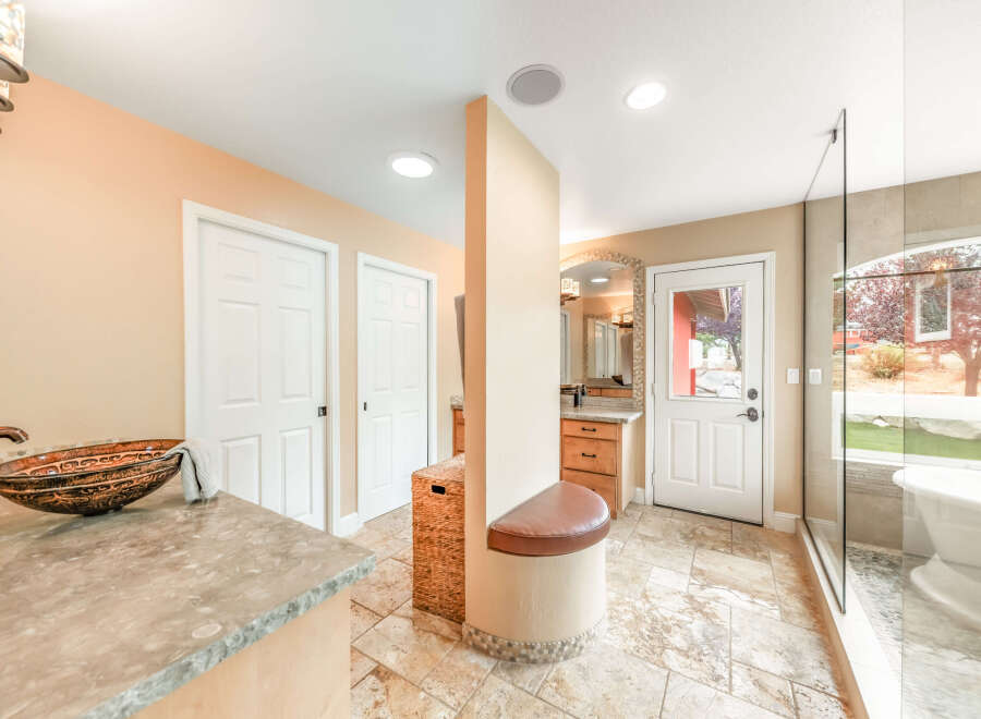 Step into a luxurious bathroom oasis.